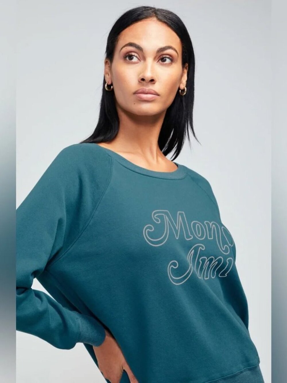 Wildfox Mon Ami Heart Sommers Sweatshirt Teal S NWT - Picture 8 of 11